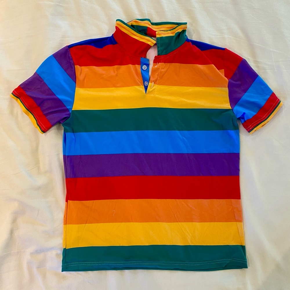 Pride inspired striped Polo Shirt